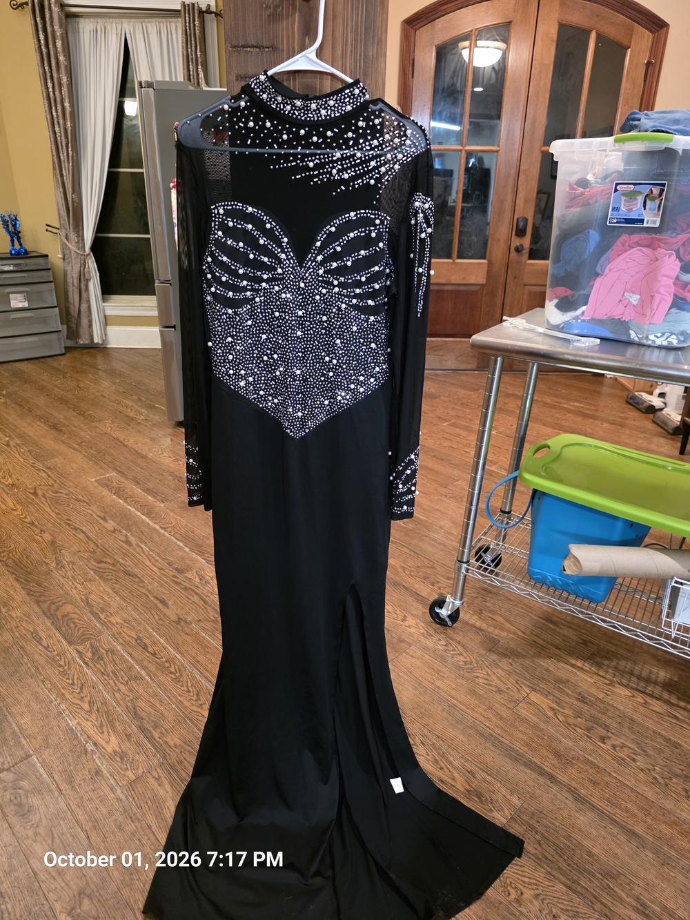 Black Embellished Evening Gown XXL